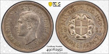 1937 3D S-4085 Silver Shield on Rose PR65