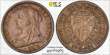 1901 1/2 Cr S-3938 AU55