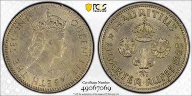 1965 1/4 Rup AU58