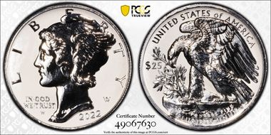 2022-W $25 Palladium, Reverse Proof PR69