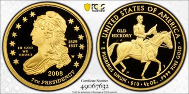2008-W $10 Jackson's Liberty PR69DCAM