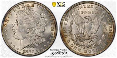 1880-O $1 VAM 49, Hangnail MS62