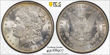 1884-O $1 VAM 35, Doubled Eyelid MS65