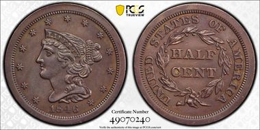 1846 1/2C Original PR58BN