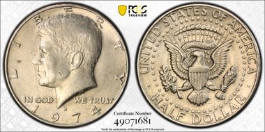 1974-D 50C Doubled Die Obv,  FS-101 AU50