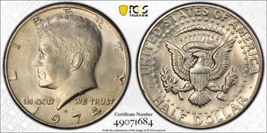 1974-D 50C Doubled Die Obv,  FS-101 AU58