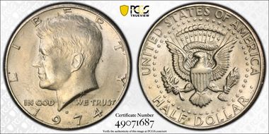 1974-D 50C Doubled Die Obv,  FS-101 MS62