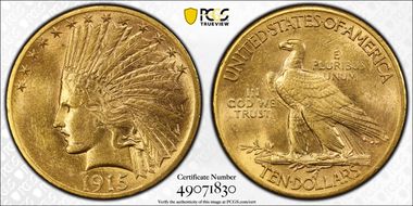 1915 $10 AU58