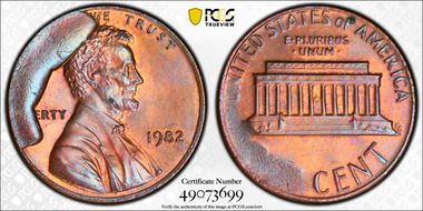 1982 1C Bronze, Small Date MS63RB