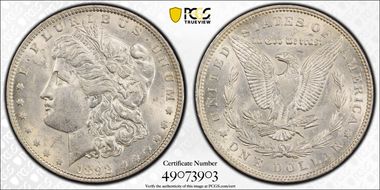 1892 $1 AU58