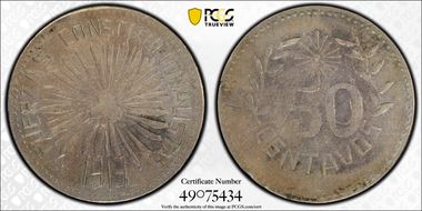 1913 50C KM-609 Plain Edge AU53