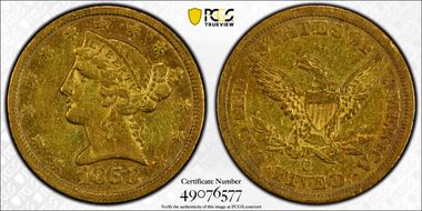 1853-C $5 VF35