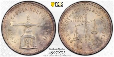 1949-Mo Onza KM-M49a  Ag MS65