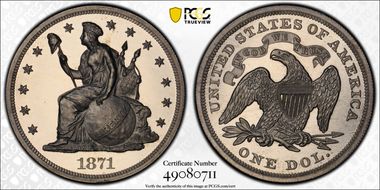 1871 $1 J-1149 PR66CAM