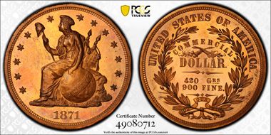 1871 T$1 J-1156 PR65+ RD