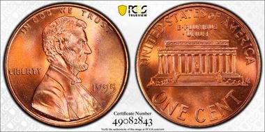 1995 1C Doubled Die Obverse MS67RD