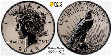 2023-S $1 Peace Dollar Rev PR Two-Coin Reverse Proof Set PR70