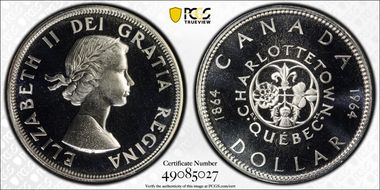 1964 S$1 Confederation Ag PL67CAM