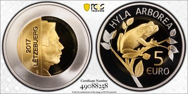 2017 € 5 Hyla Arborea PR69DCAM