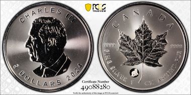 2024 $5 ML Treasured Silver Maple Leaf Polar Bear Privy First Strike MS66