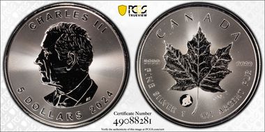 2024 $5 ML Treasured Silver Maple Leaf Polar Bear Privy First Strike MS65