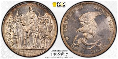 1913 3 Mk 100 Years J-110 MS64