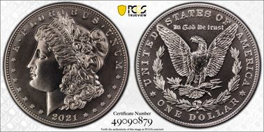 2021-D $1 Morgan Dollar 100th Anniversary MS69