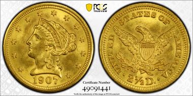 1907 $2.50 MS64+