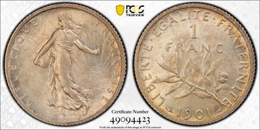 1901 1 Fr Gad-467 F-217 MS62