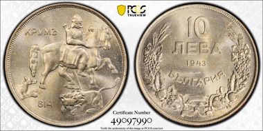 1943 10 Leva KM-40b MS63