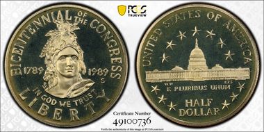 1989-S 50C Congress PR68DCAM