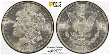 1878 7TF $1 Reverse of 1879 MS65+