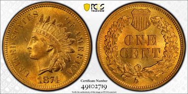 1874 1C MS65RD