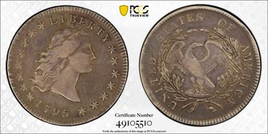 1795 $1 Flowing Hair, 3 Leaves VF35