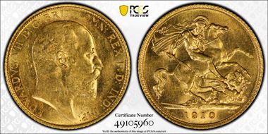 1910-S 1/2 Sov S-3977B AU58