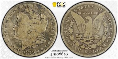 1878 8TF $1 VAM 1, Spear Point G4