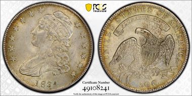 1834 50C Small Date, Small Letters MS63