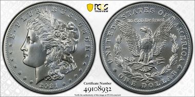 2021-CC Privy $1 Morgan Dollar 100th Anniversary MS70