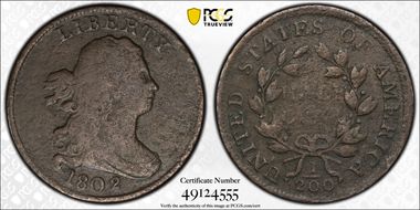 1802/0 1/2C Reverse of 1802 N1BN