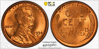 1934-D 1C MS67+ RD