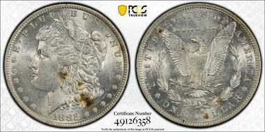 1882-O/S $1 VAM 4, O/S Recessed AU58