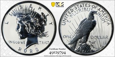 2023-S $1 Peace Dollar Rev PR Two-Coin Reverse Proof Set PR70