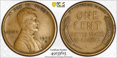 1909-S VDB 1C VF30BN