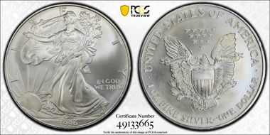 1996 $1 Silver Eagle MS67