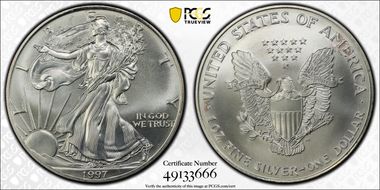 1997 $1 Silver Eagle N1