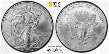 2001 $1 Silver Eagle MS65