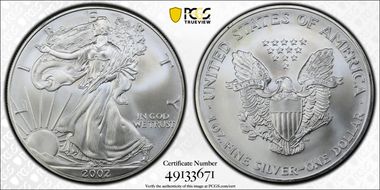 2002 $1 Silver Eagle MS67