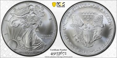 2003 $1 Silver Eagle MS68