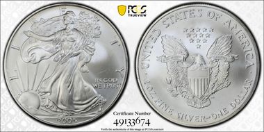 2005 $1 Silver Eagle MS65