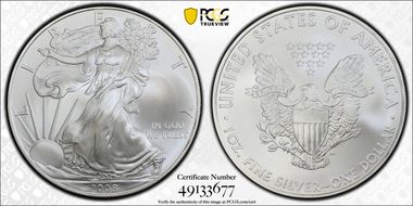 2008 $1 Silver Eagle MS69